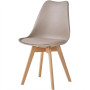 8 Chaises Tulipes Salle à Manger Scandinaves Bm Home Salle de Bureau, Pieds en Bois de Hêtre Massif, Couleur TAUPE
