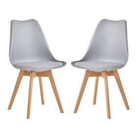 2 Chaises Tulipes Salle à Manger Scandinaves Bm Home Salle de Bureau, Pieds en Bois de Hêtre Massif, Couleur GRIS