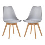 2 Chaises Tulipes Salle à Manger Scandinaves Bm Home Salle de Bureau, Pieds en Bois de Hêtre Massif, Couleur GRIS