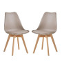 2 Chaises Tulipes Salle à Manger Scandinaves Bm Home Salle de Bureau, Pieds en Bois de Hêtre Massif, Couleur TAUPE
