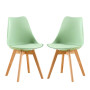 2 Chaises Tulipes Salle à Manger Scandinaves Bm Home Salle de Bureau, Pieds en Bois de Hêtre Massif, Couleur VERTE