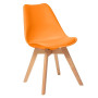 2 Chaises Tulipes Salle à Manger Scandinaves Bm Home Salle de Bureau, Pieds en Bois de Hêtre Massif, Colorie Orange