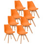8 Chaises Tulipes Salle à Manger Scandinaves Bm Home Salle de Bureau, Pieds en Bois de Hêtre Massif, Colorie Orange