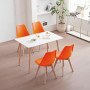 8 Chaises Tulipes Salle à Manger Scandinaves Bm Home Salle de Bureau, Pieds en Bois de Hêtre Massif, Colorie Orange