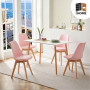 2 Chaises Tulipes Salle à Manger Scandinaves Bm Home Salle de Bureau, Pieds en Bois de Hêtre Massif, Colorie Rose