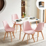 4 Chaises Tulipes Salle à Manger Scandinaves Bm Home Salle de Bureau, Pieds en Bois de Hêtre Massif, Colorie Rose