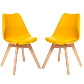 4 Chaises Tulipes Salle à Manger Scandinaves Bm Home Salle de Bureau, Pieds en Bois de Hêtre Massif, BLEUES