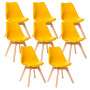 8 Chaises Tulipes Salle à Manger Scandinaves Bm Home Salle de Bureau, Pieds en Bois de Hêtre Massif, Colorie Jaune