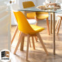 8 Chaises Tulipes Salle à Manger Scandinaves Bm Home Salle de Bureau, Pieds en Bois de Hêtre Massif, Colorie Jaune