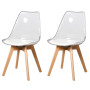 2 Chaises Tulipes Salle à Manger Scandinaves Bm Home Salle de Bureau, Pieds Bois de Hêtre Massif, Transparente, Assise Blanche