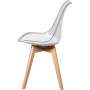 2 Chaises Tulipes Salle à Manger Scandinaves Bm Home Salle de Bureau, Pieds Bois de Hêtre Massif, Transparente, Assise Blanche