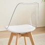 2 Chaises Tulipes Salle à Manger Scandinaves Bm Home Salle de Bureau, Pieds Bois de Hêtre Massif, Transparente, Assise Blanche