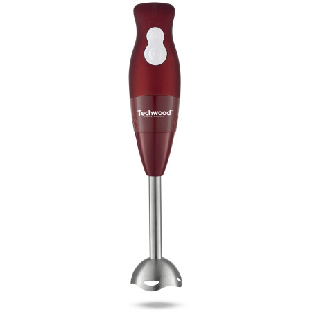 Techwood Mixeur Plongeant 3 en 1 300W Rouge - Hachoir 500ml, 2 Vitesses, Lames Inox, Support Rangement TMS-8355
