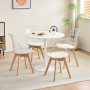 4 Chaises Tulipes Salle à Manger Scandinaves Bm Home Salle de Bureau, Pieds Bois de Hêtre Massif, Transparente, Assise Blanche