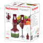 Techwood Mixeur Plongeant 3 en 1 300W Rouge - Hachoir 500ml, 2 Vitesses, Lames Inox, Support Rangement TMS-8355