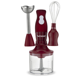 Techwood Robot Culinaire Multifonction Rouge 300W - Blender Plongeant avec Bol Hachoir 500ml TMS-8355