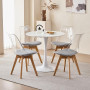 4 Chaises Tulipes Salle à Manger Scandinaves Bm Home Salle de Bureau, Pieds en Bois de Hêtre Massif, Transparente, assise Grise