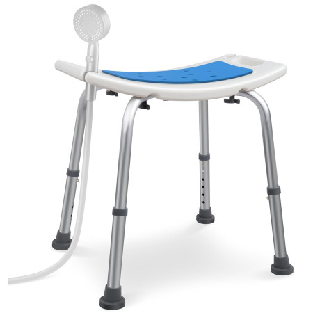 Siège Tabouret de douche - Bm Médical TD-50-B - Haut réglable, poignées, supports pommeau de douche - Mousse EVA Anti-dérapante