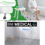 Siège Tabouret de douche - Bm Médical TD-50-B - Haut réglable, poignées, supports pommeau de douche - Mousse EVA Anti-dérapante