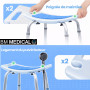 Siège Tabouret de douche - Bm Médical TD-50-B - Haut réglable, poignées, supports pommeau de douche - Mousse EVA Anti-dérapante