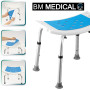 Siège Tabouret de douche - Bm Médical TD-50-B - Haut réglable, poignées, supports pommeau de douche - Mousse EVA Anti-dérapante