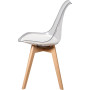 12 Chaises Tulipes Salle à Manger Scandinaves Bm Home Salle de Bureau, Pieds Bois de Hêtre Massif, Transparente, Assise Blanche