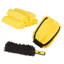 Dunlop Pack Lavage Auto - Gant 2 en 1 Double Face - Brosse à Roue Chenille - 5 Chiffons Microfibre 40x40 cm 200 GSM Jaune