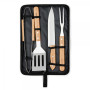 LIVOO Set de 4 accessoires barbecue GS164 - Fourchette, pince, spatule et couteau - Acier inoxydable finition bois