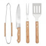 LIVOO Set de 4 accessoires barbecue GS164 - Fourchette, pince, spatule et couteau - Acier inoxydable finition bois