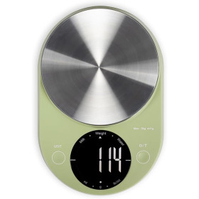 LIVOO Balance de cuisine électronique DOM493M - Écran LCD, Capacité 5 kg, Précision 1 g, Fonction Tare, Vert Matcha