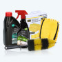 Dunlop Pack Nettoyage Voiture : Shampoing 1L + Cire 500ml + Brosse Jantes XL + Gant Lavage 2en1 + 5 Chiffons Microfibres 40x40cm