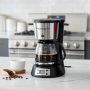 Techwood TCA-1296 Cafetière Programmable 10/12 Tasses Filtre Permanent Lavable 1000W Maintien au Chaud 1,5 L Noir
