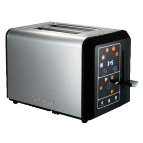 Techwood TGP-340D Grille-pain 2 fentes 800W, 6 niveaux de toastage, affichage brunissage et temps restant, gris