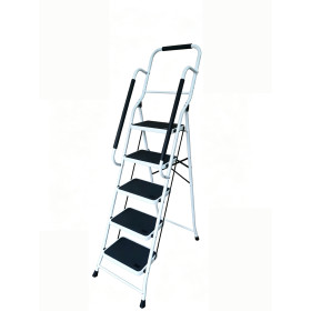 Escabeau avec main courante BM Médical ESC-5-MC-RENFORT, 5 marches - Échelle multi-usage Intérieur/Extérieur, avec renfort