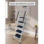 Escabeau avec main courante BM TOOLS BMT-ESC-5-MC-RENFORT, 5 marches - Échelle multi-usage Intérieur/Extérieur, avec renfort
