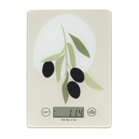 LIVOO Balance de cuisine électronique vert sauge DOM451FR - 5kg, précision 1g, plateau verre