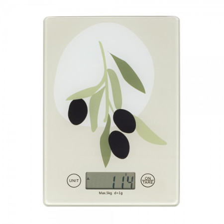 LIVOO Balance de cuisine électronique vert sauge DOM451FR - 5kg, précision 1g, plateau verre