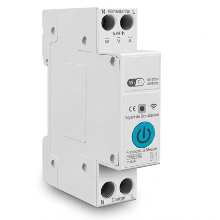 SomLife Interrupteur Disjoncteur Intelligent WiFi 16A Noir Compteur Énergie kWh Minuterie Compatible Tuya