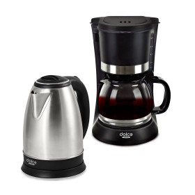 Dolce Casa Pack Petit-Déjeuner Bouilloire 1,8L + Cafetière Filtre 1,2L (8 à 12 tasses)