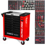 Servante d'Atelier Garage Automobile BM TOOLS ALPHA-PRO - 9 Tiroirs - 311 OUTILS, 4 roues, 2 freins, Chariot MECANICIEN - Rouge