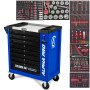 Servante d'Atelier Garage Automobile BM TOOLS ALPHA-PRO - 9 Tiroirs - 311 OUTILS, 4 roues, 2 freins, Chariot MECANICIEN - Bleu