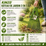 KINZO Râteau ramasseur de feuilles 2 pièces - Plastique résistant, léger, double fonction jardin