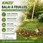 KINZO Râteau à Feuilles Large 55cm - Manche 145cm, Idéal Jardinage et Ramassage de Feuilles