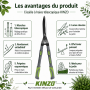 KINZO Cisailles à haies télescopiques 65-85 cm - Poignées ergonomiques - Taille précise