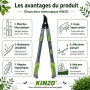 KINZO Sécateur Bypass Télescopique 51-76cm - Lame Tranchante, Poignées Ergonomiques Antidérapantes