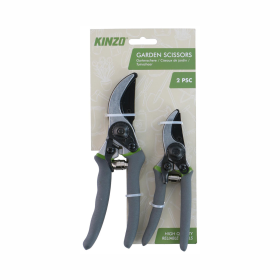 KINZO Ciseaux de Jardin 21cm et 16cm - Poignée Ergonomique - Lot de 2 Tailles