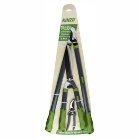 KINZO Ébrancheur Bypass, Sécateur et Cisaille à Haie - Kit 3 Outils de Taille Poignées Ergonomiques