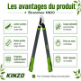 KINZO Ébrancheur Bypass, Sécateur et Cisaille à Haie - Kit 3 Outils de Taille Poignées Ergonomiques