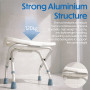 Aidapt VB541A - Tabouret de douche pliant en aluminium, hauteur réglable, 120 kg, pour salle de bain, embouts antidérapants