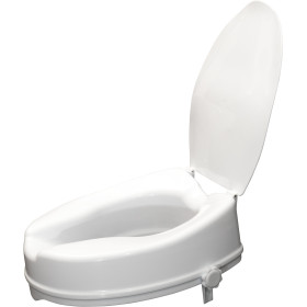 Aidapt VR224G Siège de toilette surélevé 4 pouces avec couvercle, installation simple, plastique ABS blanc